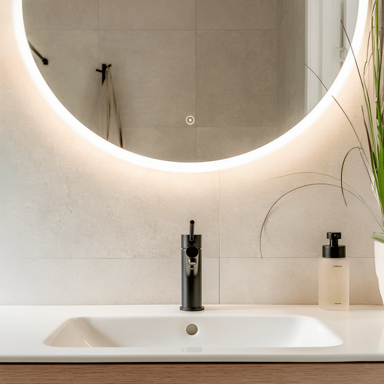 Customizable Light Settings on Round LED Mirrors