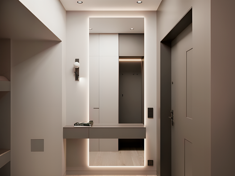 Unik design: Asymmetrisk spegel med belysning