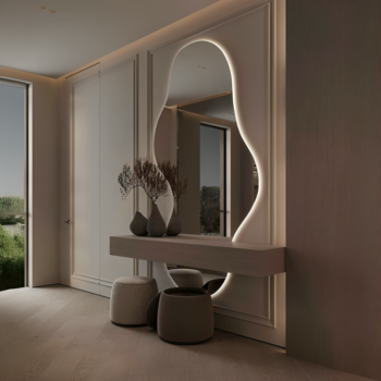 asymmetrisk spegel med led belysning