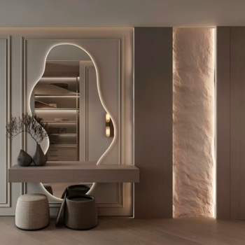 asymmetrisk spegel med led belysning