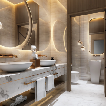 Modern badrumsspegel med LED-belysning och minimalistisk design